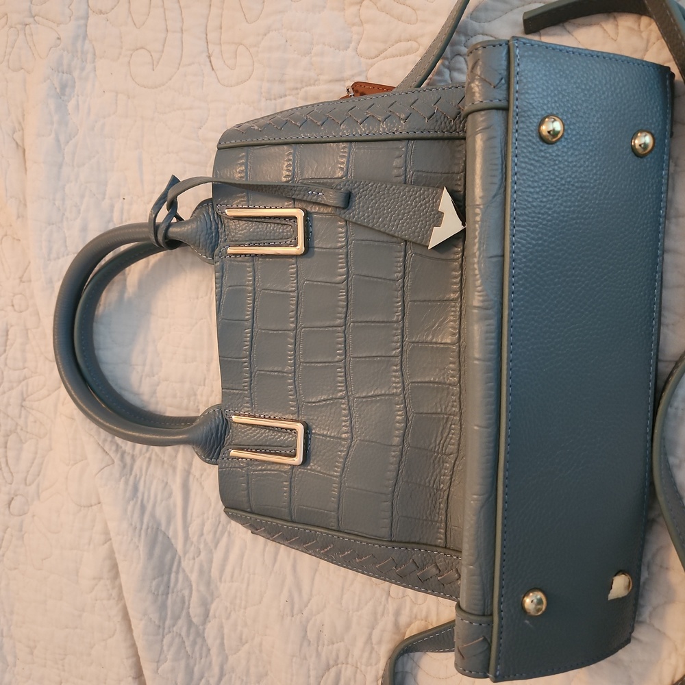 Italian Leather Purse, Light Blue - Never Used